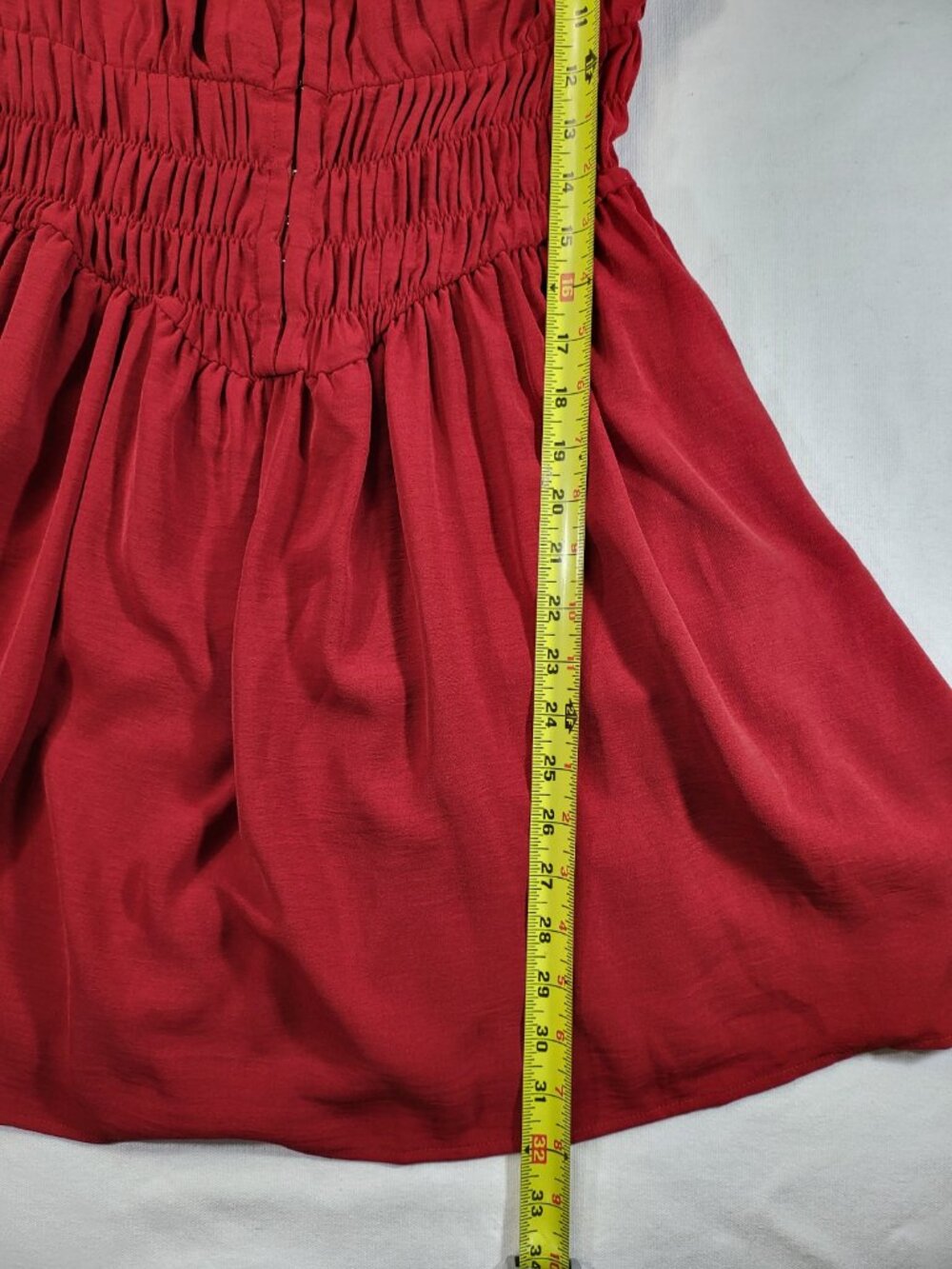 One Clothing Los Angeles Women’s Red Smocked Puff Sleeve Dress Size L - Picture 3 of 6